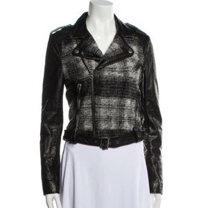 Rebecca Minkoff plaid leather biker jacket